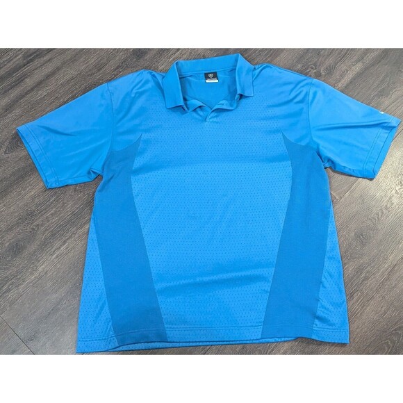 Nike Golf Polo Shirt Men' Large Blue Short Sleeve Pullover Solid Polyester Blend - Picture 1 of 3